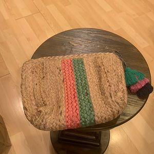 SHIRALEAH jute clutch